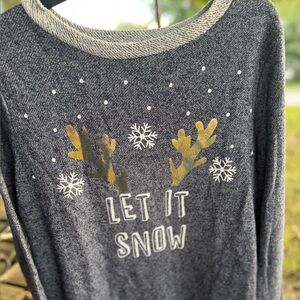Gray and Gold Women's Sweater - Let It Snow